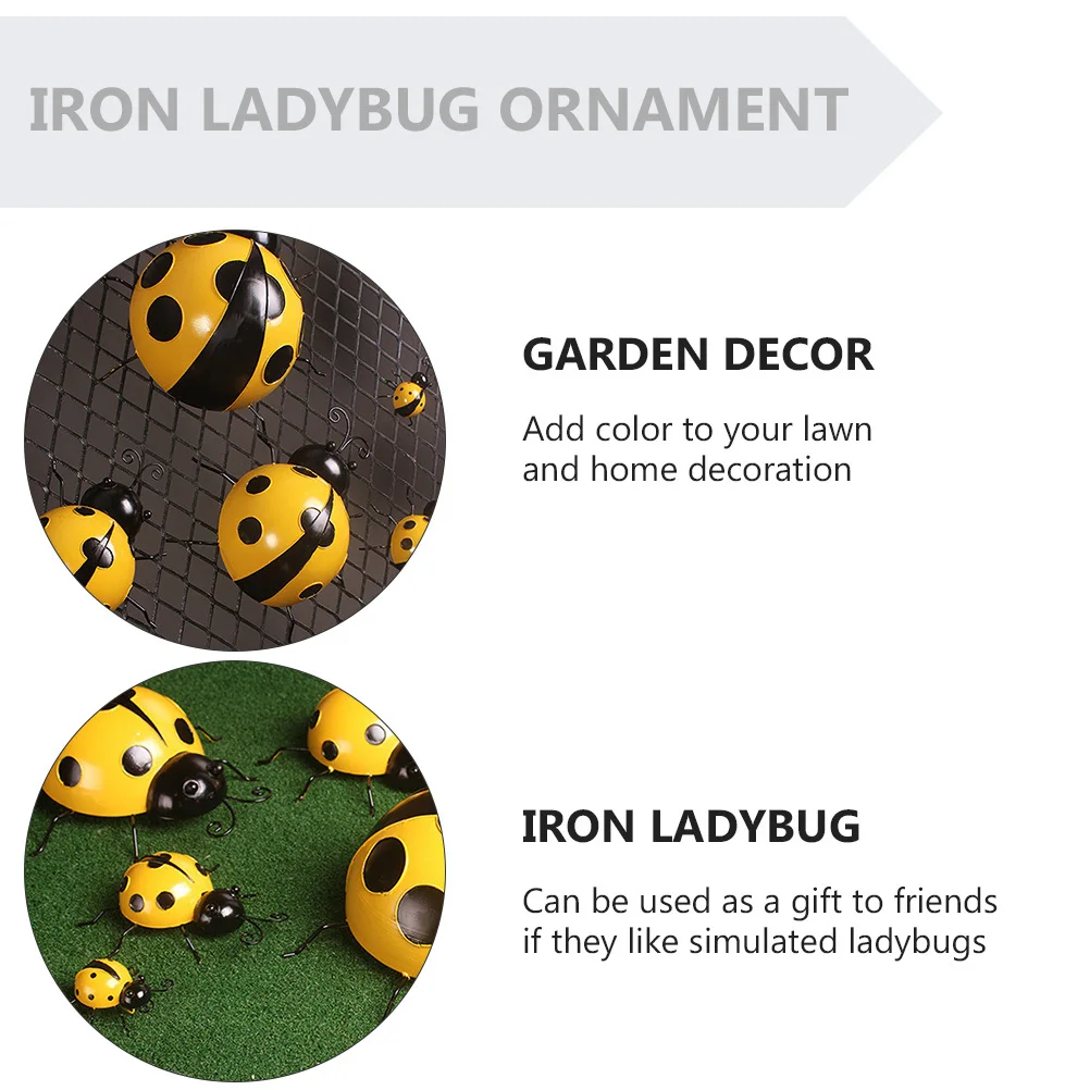 

3pcs Iron Garden Decorations Simulated Bug Ornaments For Lawn Home Iron Ladybug Ornament Patio Metal Art Sculptures
