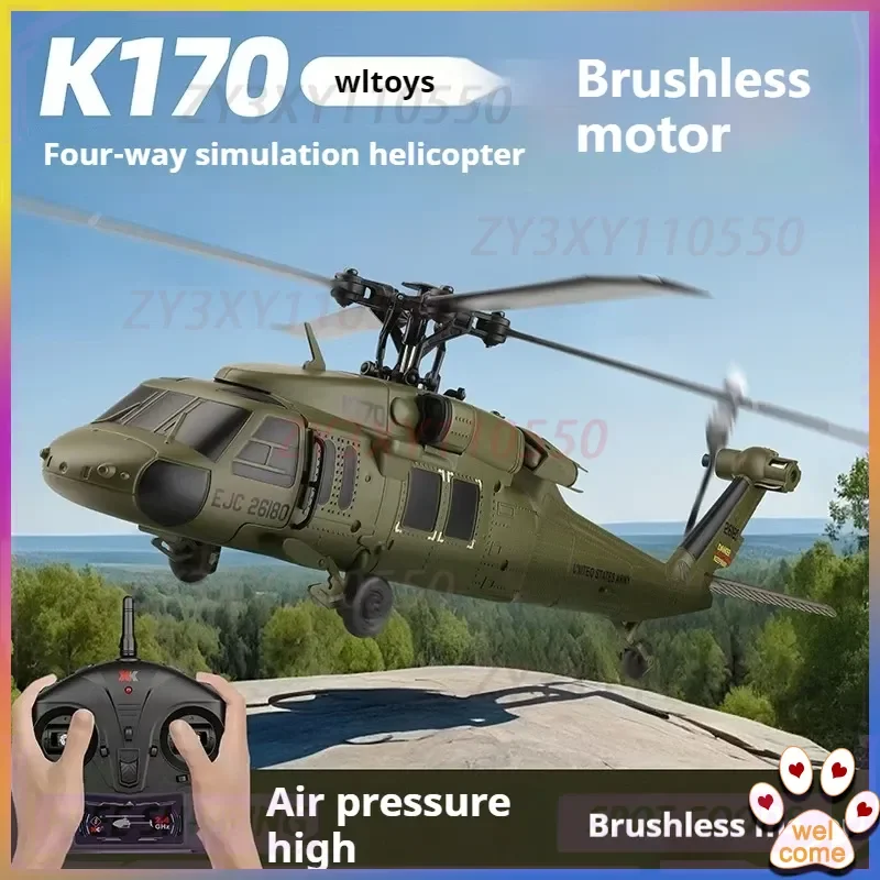 

Wltoys K170 Remote Control Helicopter UH-60L 4 Channel brushless Helicopters with Gyro and LED Light Durable Airplane Toy Gift