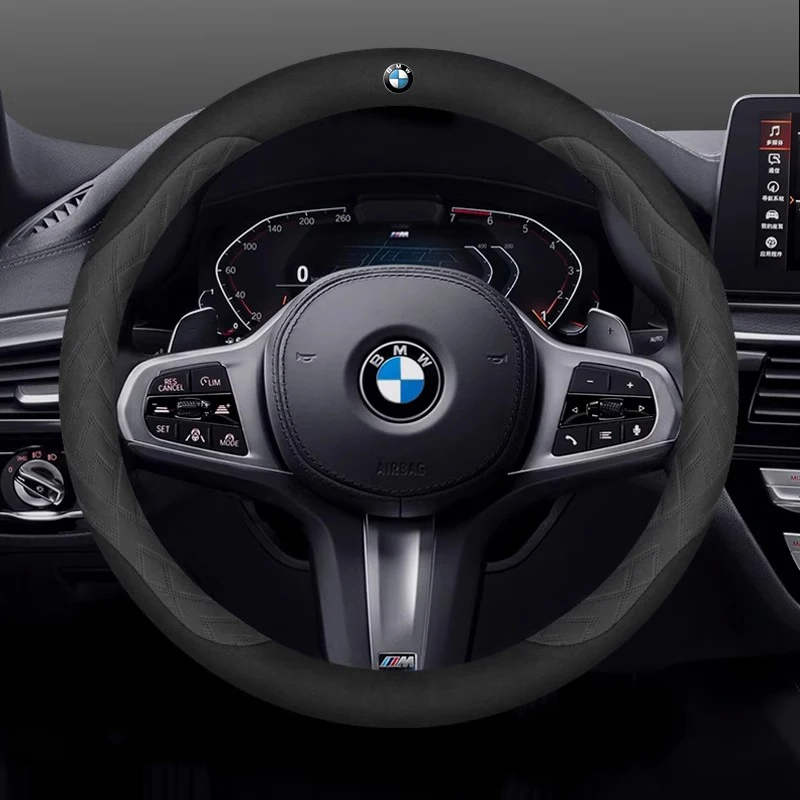 

For BMW M X1 X3 X5 X7 E36 E39 E46 E60 E90 F10 F20 F30 G20 G30 M3 M4 M5 Suede Anti-slip Microfiber Car Suede Steering Wheel Cover