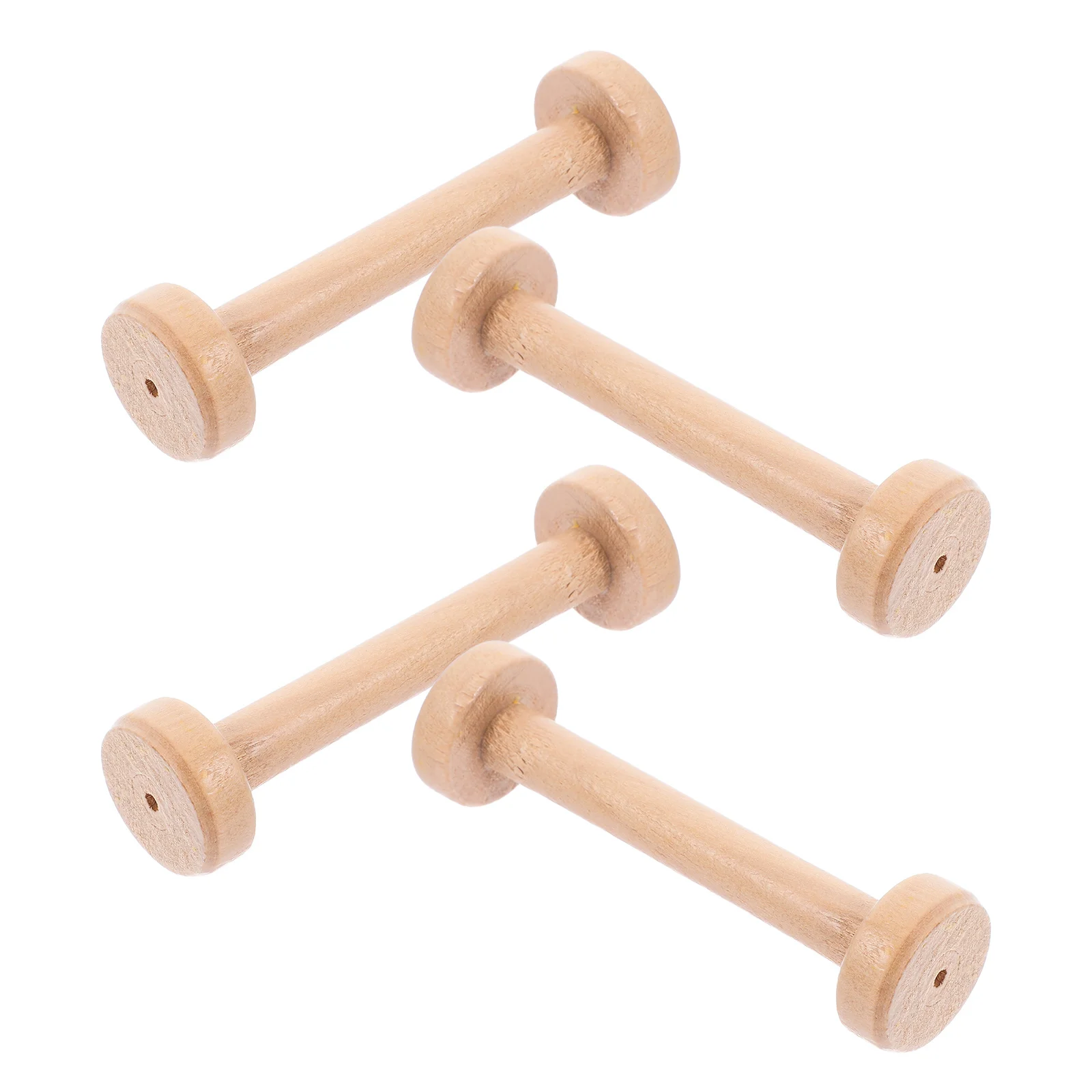 

4Pcs Large Wooden Spools Unfinished Thread Holders for DIY Sewing Craft Ribbon Wire Organizer Brown Wood Bobbins