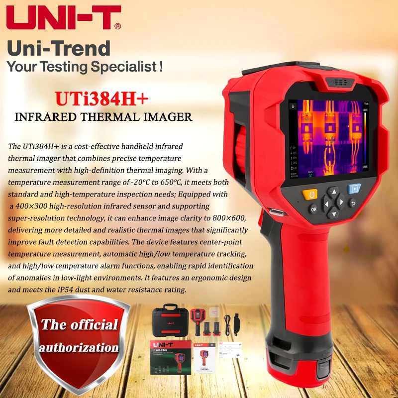 UNI-T UTi384H+ Manual Focus Touchscreen Smart Wi-Fi Infrared Thermal Imager, Range: -20°C to 650°C, Frame Rate: 30 Hz