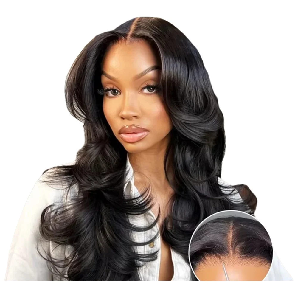 ISEE Haar Gelaagde body wave 7x5 Lijmloze Pruiken Echt haar Klaar om te dragen Preplucked Wear And Go Pruiken ace Front Pruiken PreCut Lace - afbeelding 2