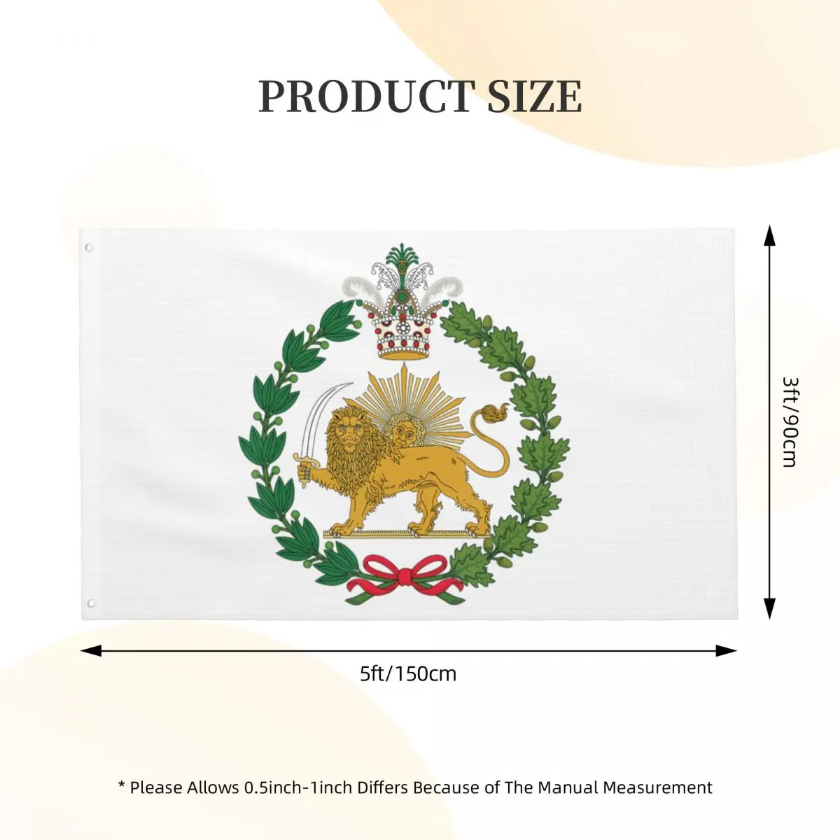 Lion And Sun Persian Iranian Symbol Flag Custom 3x5 ft Flags Hanging Polyeste High Quality Banner For Indoor Outdoor Decor