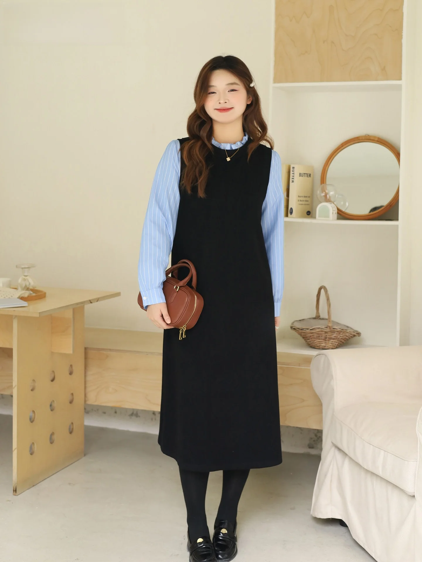 

Зимнее вязаное платье больших размеров прямого кроя с цветными полосками, модное повседневное женское платье с длинными рукавами