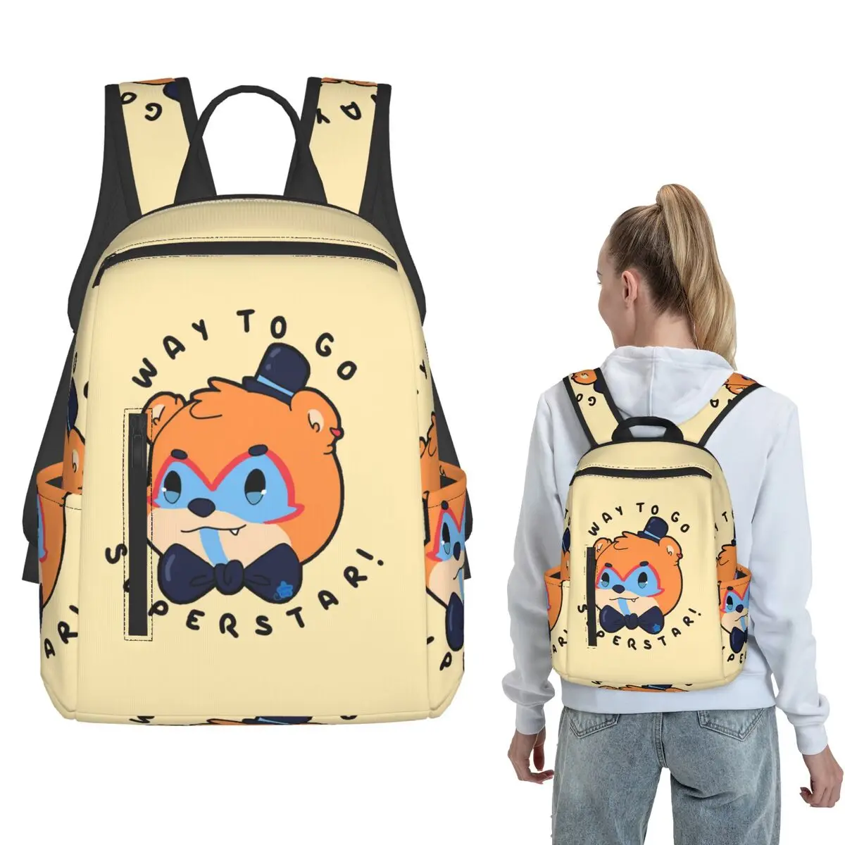FNAF Security Breach Glamrock Freddy 'superstar' Backpack Daypack Boys Girls BookBag School Bag Shoulder Bags for Men Women
