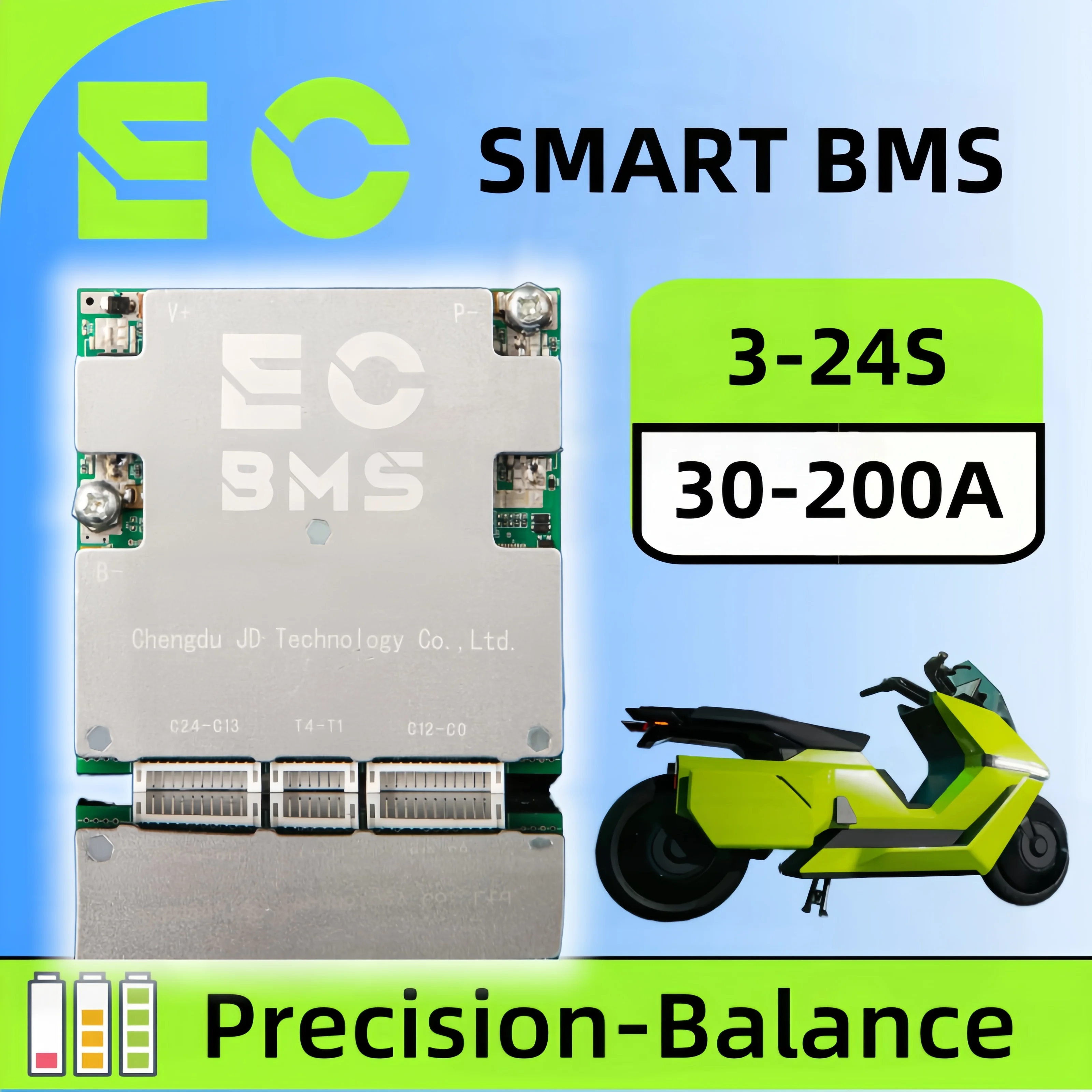 

ECBMS RV Marine BMS 6-18S 60-150A 48V LiFePO4 Li-ion 18650 Low Temp Charge High Temp Cutoff App Monitor Battery System Golf Cart