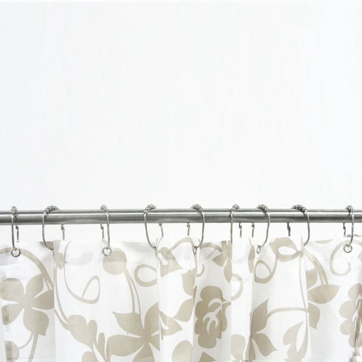 12Pcs Bathroom Shower Curtain Hooks Polished Stainless Steel Super Smooth Quiet Gliding Heavy Duty Wide Rings for Straight