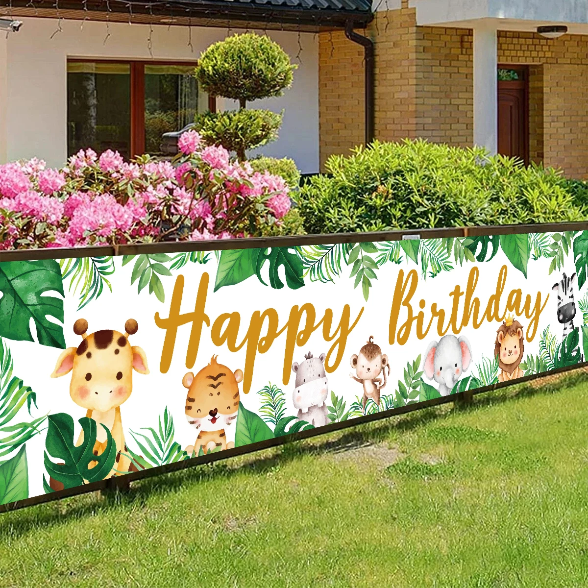 Jungle Animal Theme Banner 1st Birthday Party Decor Kids Wild One Safari Jungle Birthday Party Supplies Green Forest Baby Shower