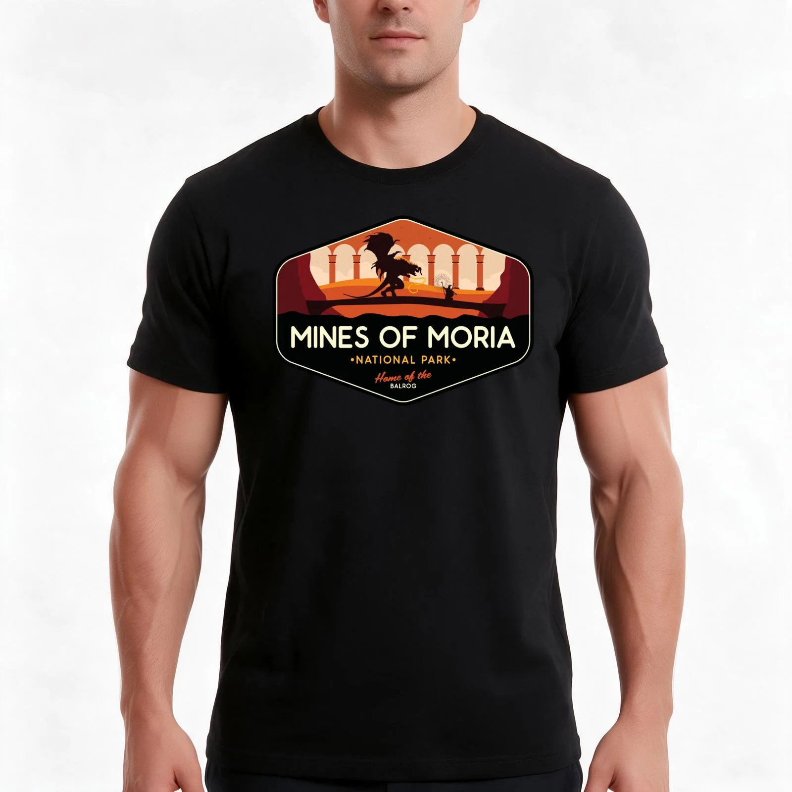 Parque Nacional de Moria: ¡el hogar del Balrog! Camiseta de Verano Informal de Algodón, Camiseta Oversize de Estilo Urbano, Tops con Estampado Gráfico Vintage