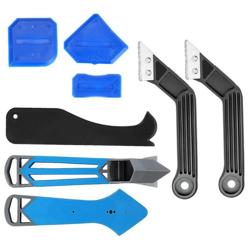 

10PCS Sealant Sewing Tool Glass Glue Removal Blade Bevel Handle Scraper Tool Blue&Black