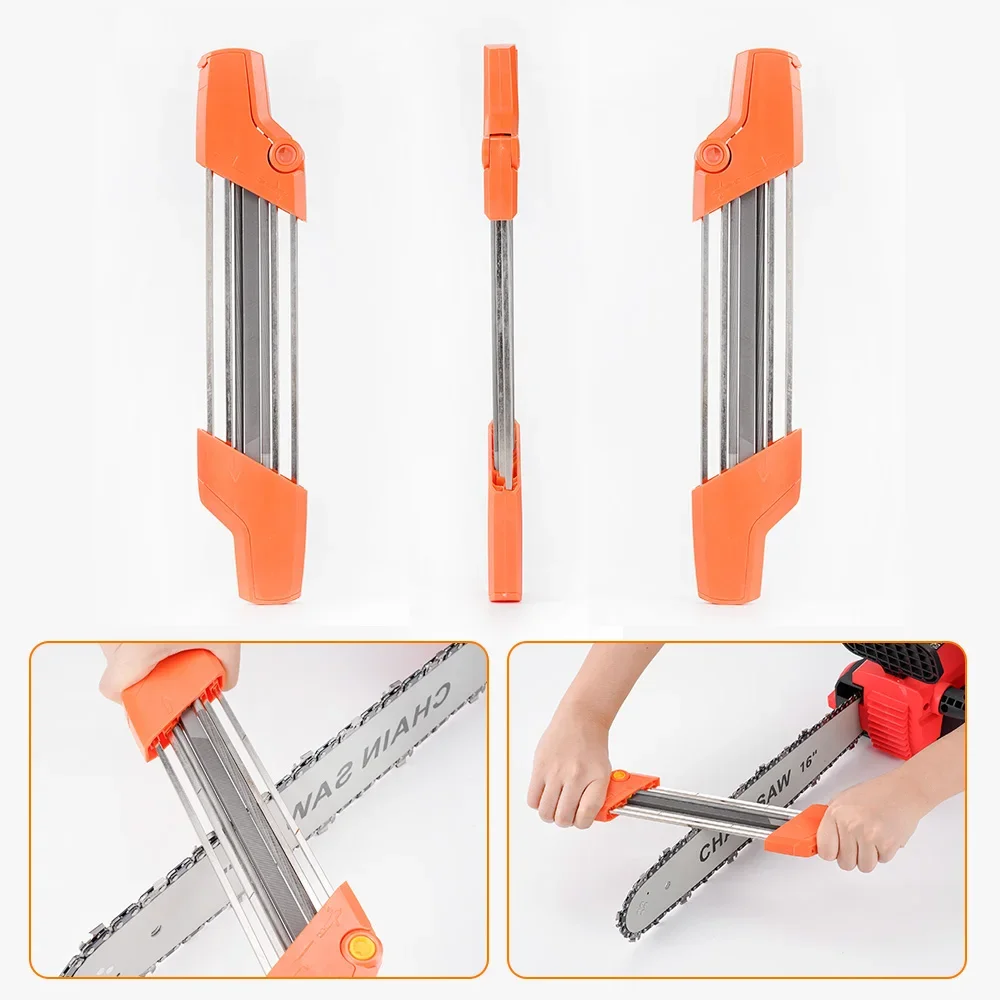 2in1 Manual Chainsaw Chain Sharpener Tool - Fits 4.0/4.8/5.2/5.5mm Chains - Chains Grinding Whetstone File for Saw Chain Mainten