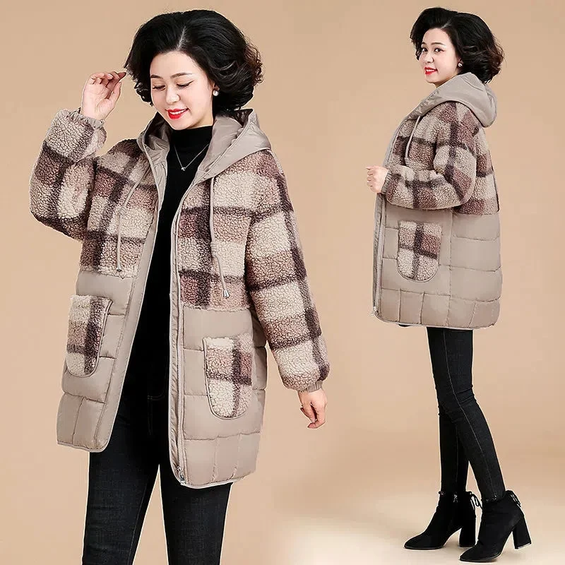 2023 New Mother\'s Winter Down Cotton Coat For Middle Aged Women\'s Large Medium And Long Thickened Cotton Coat Cotton Coat P19