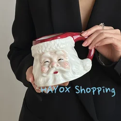 Ceramic 3D Santa Coffee Mug，cartoon Christmas snowman cup，Home Breakfast Drinks Oatmeal Milk Mug Fine Holiday Gifts