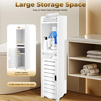 Storage Cabinet for Small Spaces, Over The Toilet Cabinet for Skinny Bathroom Storage Corner Floor, Slim Paper Cabinets
