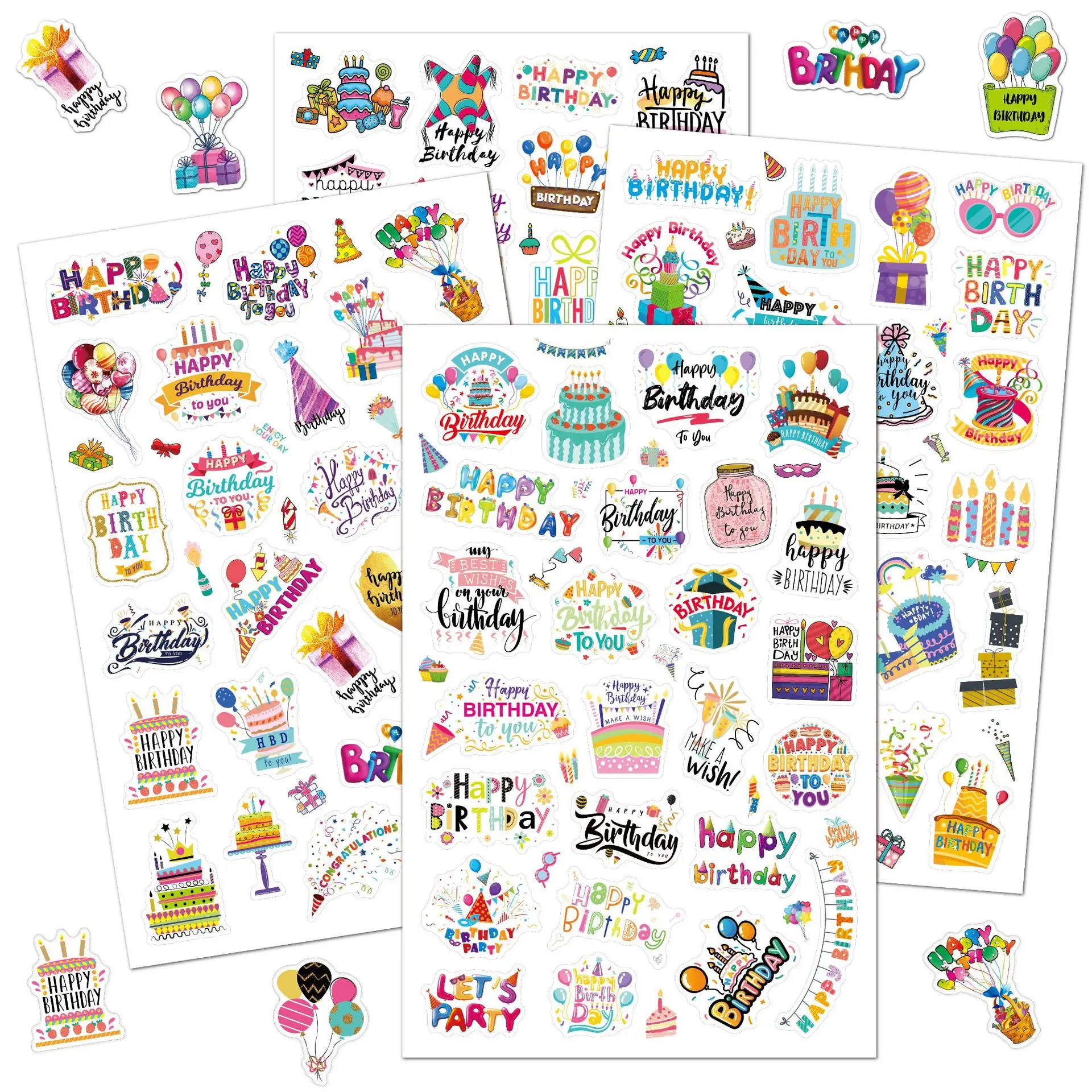 

4 листа/упак. наклейки с днем рождения-красочные наклейки для дня рождения для скрапбукинга, открытки, сувениры для вечеринки, упаковка, декор, подарки