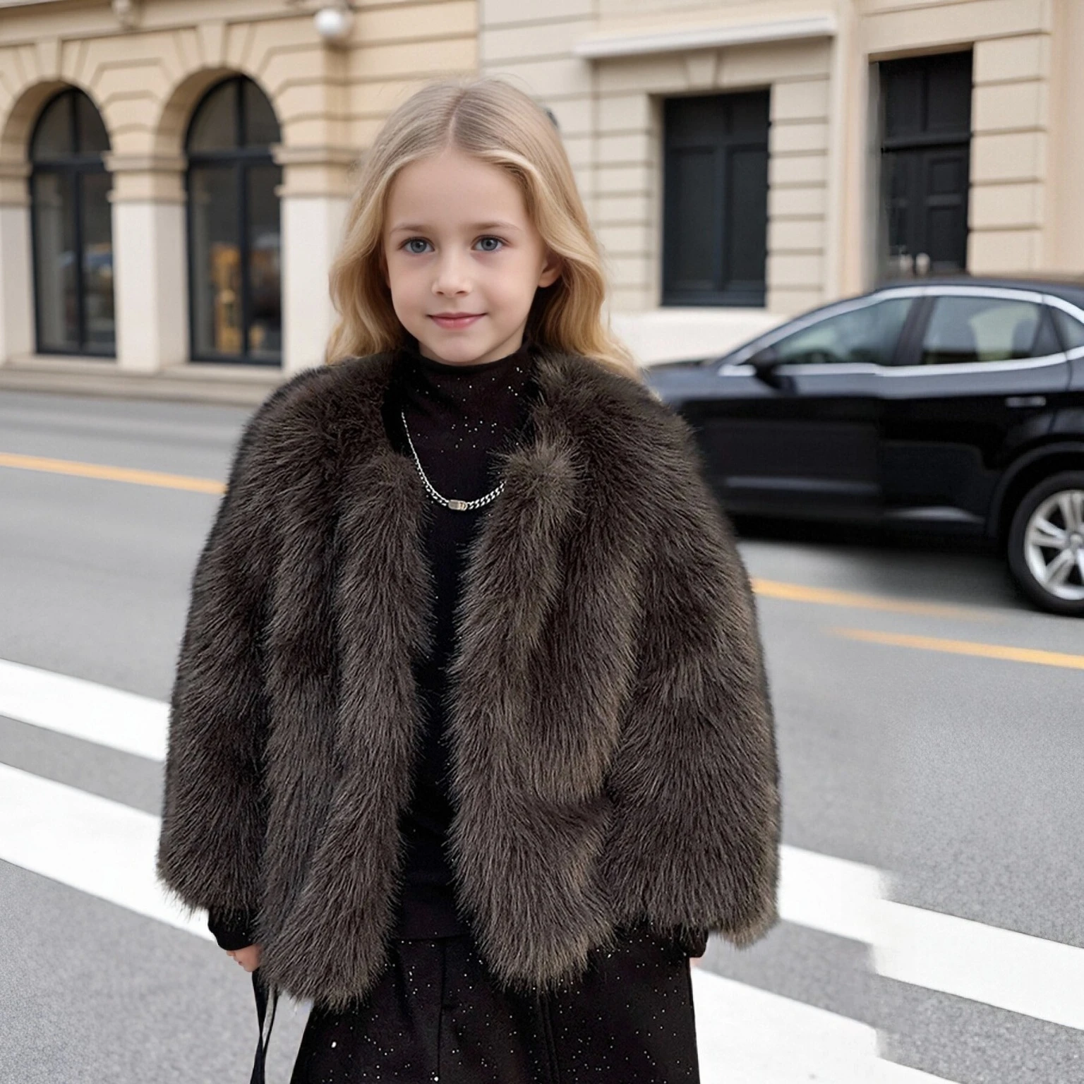 

Kids Winter Faux Fox Fur Coat Thick Eco-Friendly Plush Jacket New Year Gift for Boys Girls Birthday Party Children Tops 10 12 Y