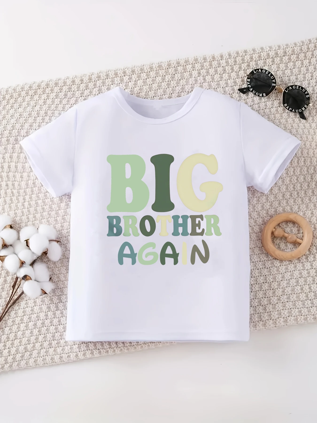 Retro Big Brother Again Letter Print T Shirt Boys Funny Kids Clothes Pregnancy Announcement T-Shirt Summer Short Sleeve T-Shirt