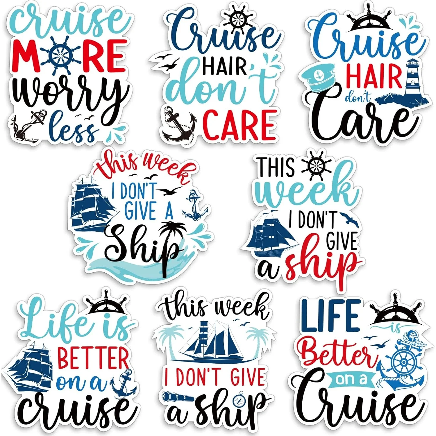 8pcs Large Cruise Door Magnets Decorations, This Week Funny Ship Door Magnetic Cruise Ship Anchor Car Decorations Fridge Refrige