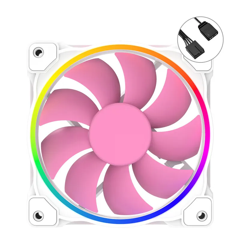 ID-COOLING ZF-12025-PINK Fans 120mm ARGB Temperature Control Fan Water Cooling Air Cooler Radiator for PC Case Fan