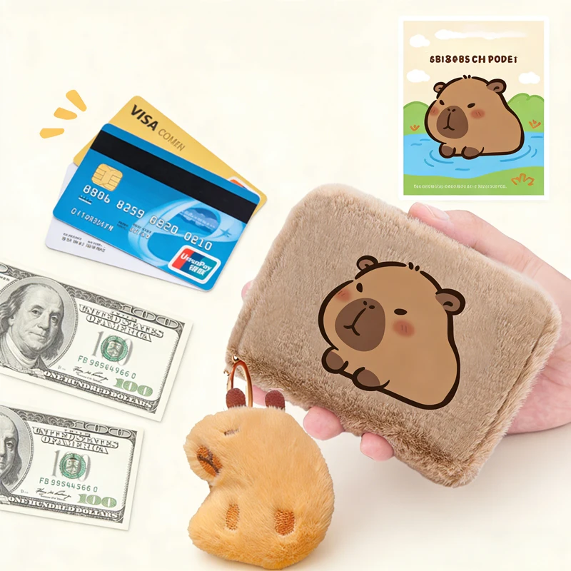 

Cartoon Capybra Wallet for Women Letter A-Z Clutch Bag Girls Travel School Coin Purse ID Card Holder Pocketbook Gift