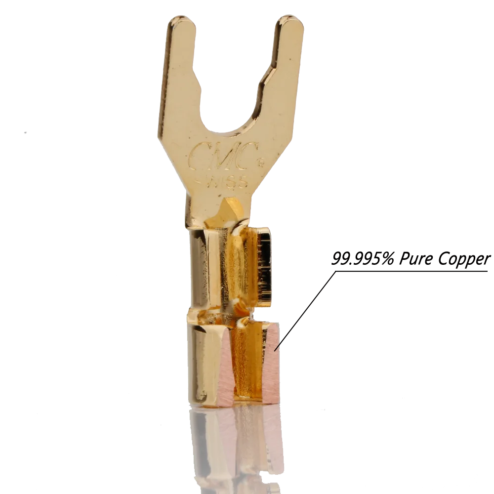 Cmc y spade監査ファンスピーカーコネクタ、純銅、24k金メッキ、プラグジャック