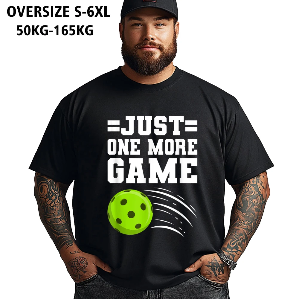Just One More Game Pickleball Print Summer Combed cotton Round Neck Mens Tees Tops Tees Tall Big Fat Short Sleeve T-Shirt