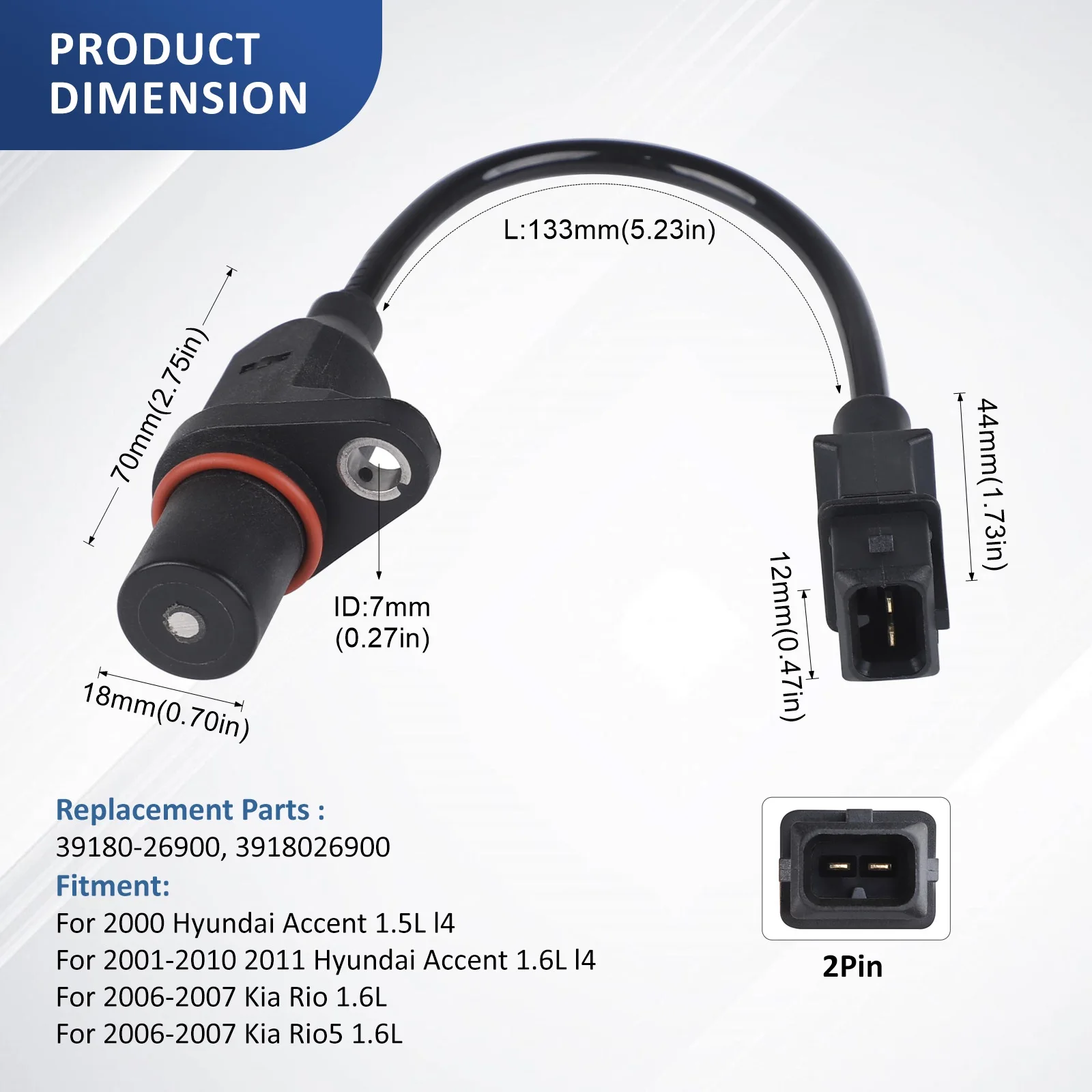 39180-26900 العمود المرفقي مستشعر موضع لشركة هيونداي أكسنت 2001 2002 2003 2004 2005 2006 2007 2008 2009 2011 1.6L كيا ريو5 06-11