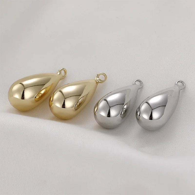 

4PCS 14K Gold Plated Brass Charm Polished Water Drop Metal Pendant Classic Simple Trendy DIY Earrings Necklace Making Supplies
