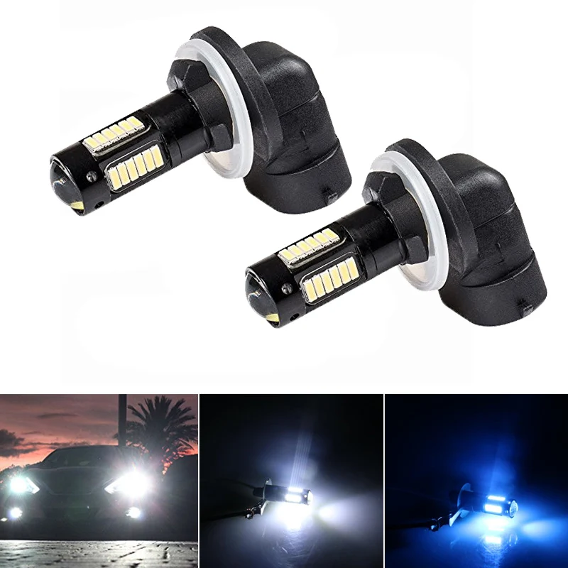 2pcs H27 881 880 Car Led Fog Lights DRL White Ice Blue Auto Daytime Running Light 12V 4014 Foglight Lamp