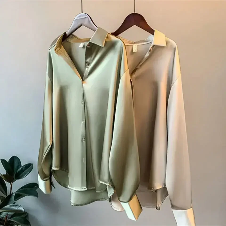 Long Sleeve Blouse Button Up Shirt Women Summer 2025 New Female Elegant Ladies Tops Korean Fashion Office Lady