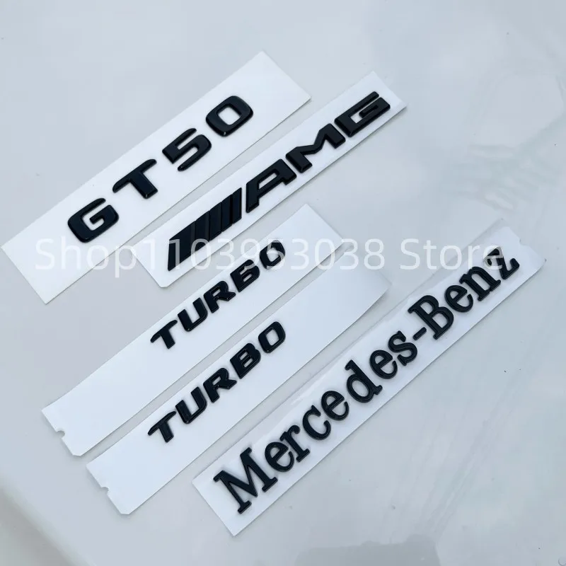 

3D ABS Glossy Black Logo GT50 Emblem Letters Turbo Fender Badge AMG Sticker For Mercedes-Benz GT50 AMG Accessories