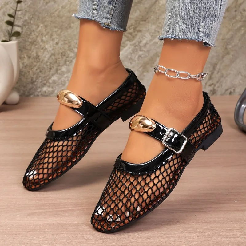 Damen Mesh-Ballettsandalen 2026 – Neuer Stil, bequem, runde Zehenpartie, atmungsaktiv, lässig, für den Sommer, im Trend, zum Gehen geeignet