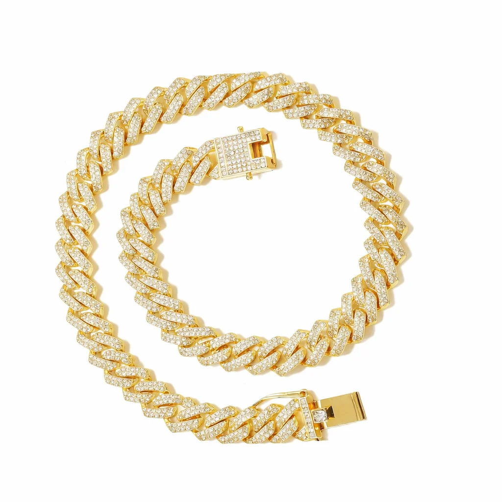 Hip Hop .Premium Cuban Link Chain 925 Silver Moissanite or Lab Diamond Options with 10K 14K Gold Lab Diamond High End Jewelry