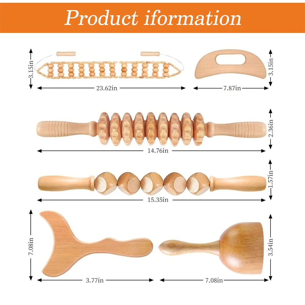 Natural Wooden Lymphatic Drainage Massager Wood Therapy Massage Tools Relaxing Back Massagers Body Sculpting Muscle Pain Relief
