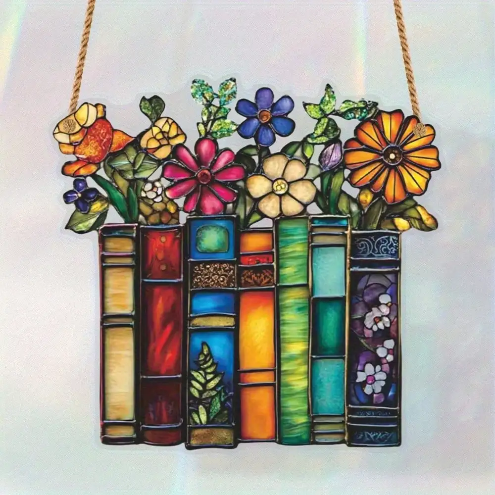 1PCS Flower Book Wall Decoration Pendant Bedroom Decoration Ideal Library Decoration Bookshelf Decoration Reader Gifts