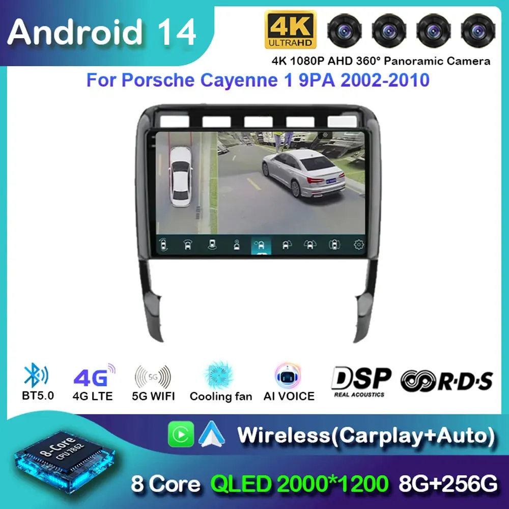 

Android 14 Car Radio For Porsche Cayenne I 1 9PA 2002 2003 2004 2005 -2010 Navigation GPS Multimedia Video Player Stereo WIFI+4G