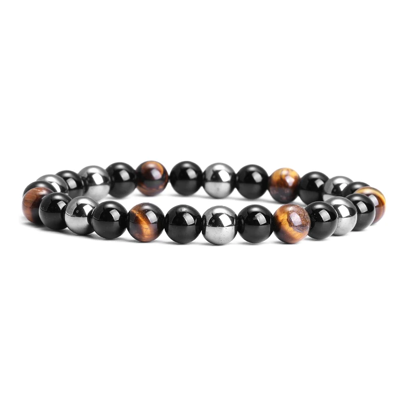 6/8/10mm Bead Natural Black Obsidian Hematite Tiger Eye Bead Bracelet For Men Magnetic Health Protection For Women Soul Jewelry