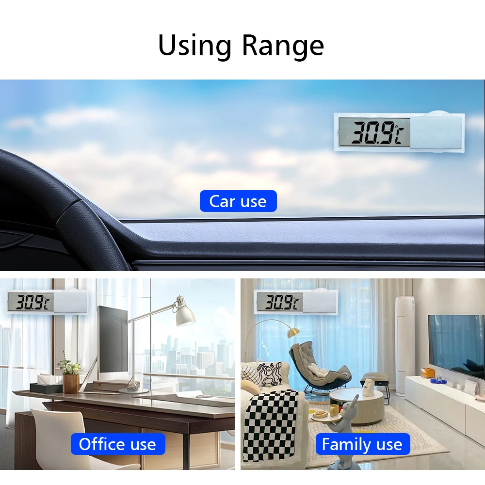 Car Mini LCD Digital Thermometer Intelligent Hygrometer Electronic Temperature Hygrometer Sensor Meter Transparent Display