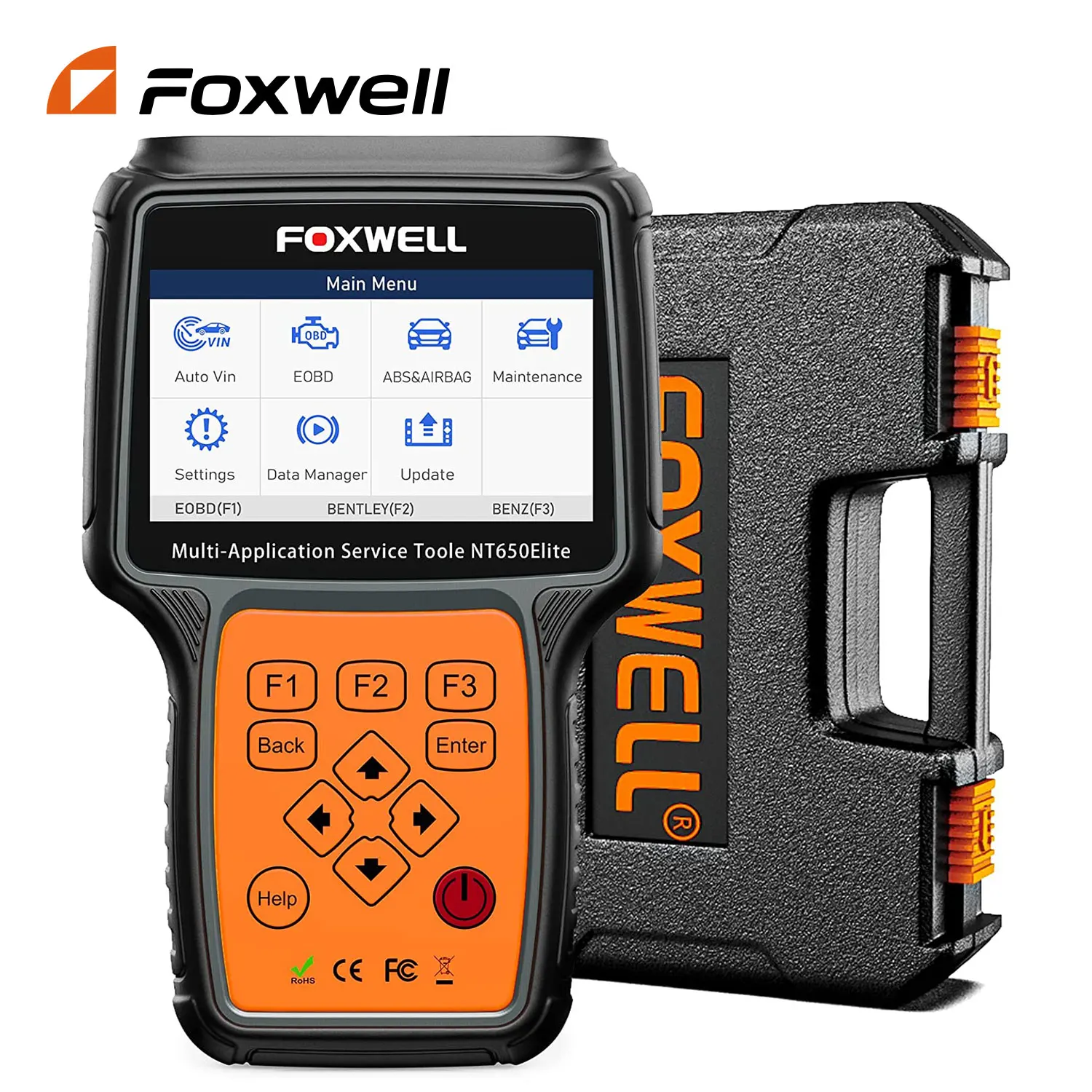 FOXWELL NT650 Elite OBD2 Diagnostic Tool ABS Airbag SAS EPB Oil DPF 26 Reset Functions Code Reader ODB2 OBDII Automotive Scanner