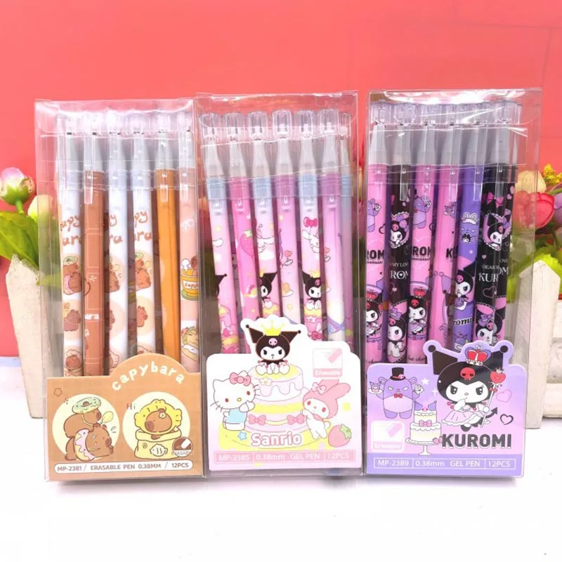 72pcs/lot Creative Capybara Erasable Gel Pens For Writing Cartoon Animal 0.38mm Neutral Pen Gift Office School Supplies