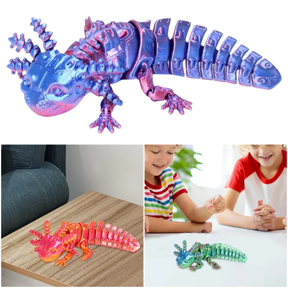 Estatueta mecânica articulada axolotl colecionável axolotl articulada 3d impresso animal para alívio do estresse decoração de casa