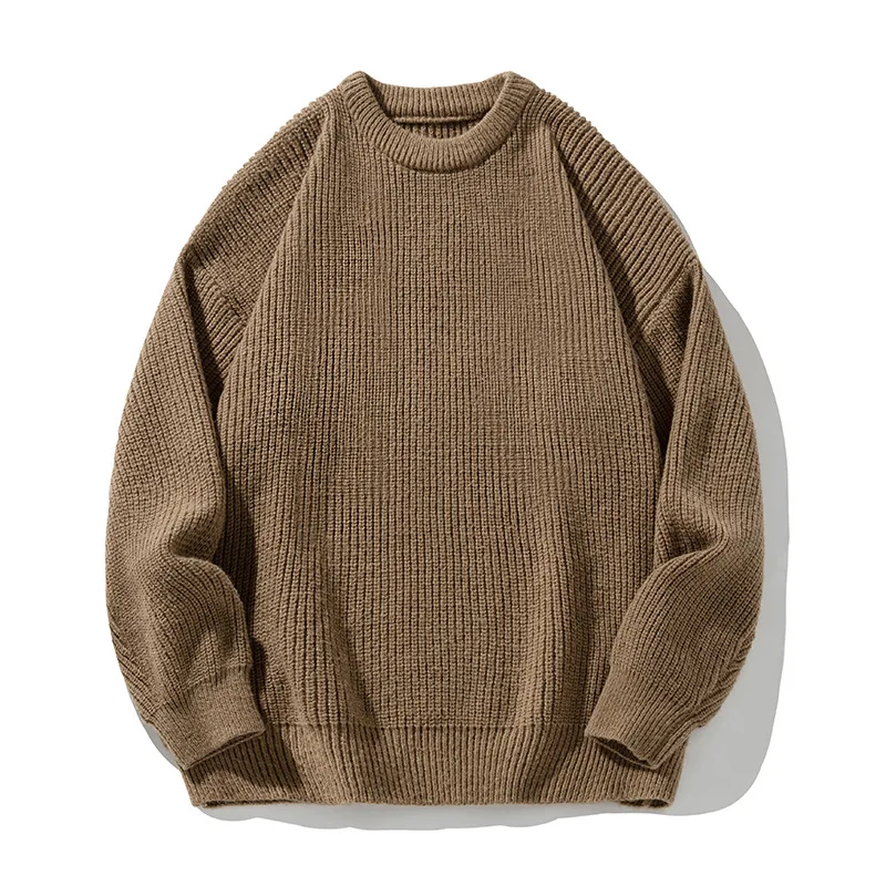 

2025 Autumn Winter New Fashion Men's Solid Color Casual Trendy Loose O-neck Long Sleeve Knitted Sweaters Male Simple Pullovers