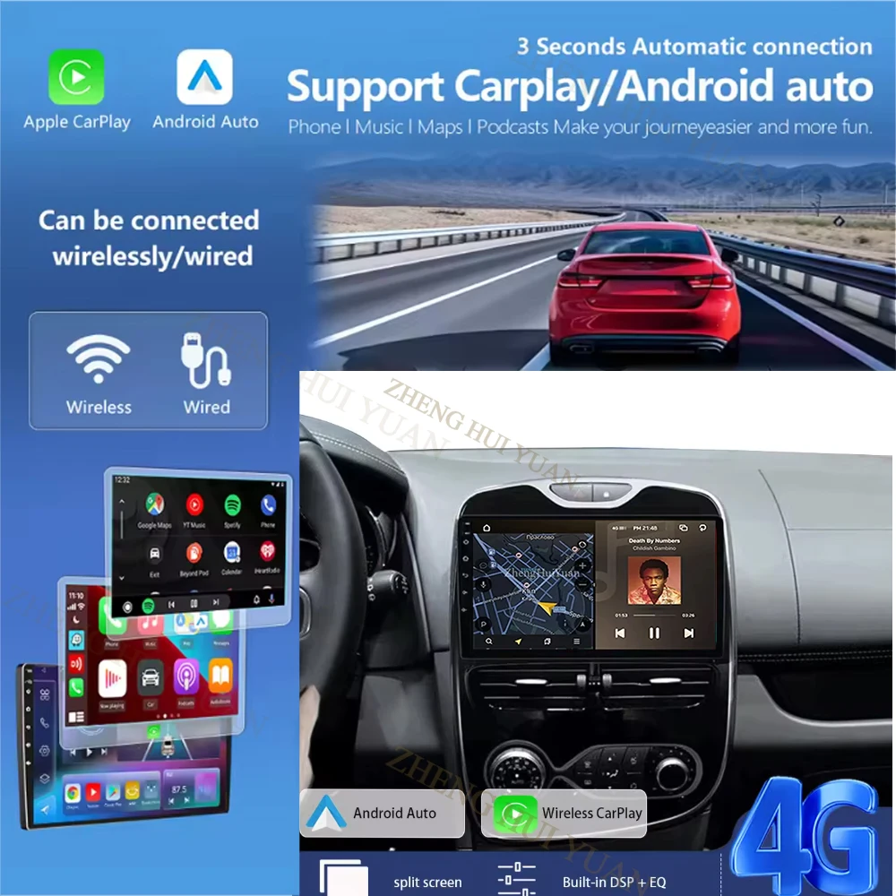 GPS AI Voice CarPlay Stereo Android 16 For Renault Clio 4 BH98 KH98 2016-2019 2K QLED Android Car Radio Multimedia Video Player
