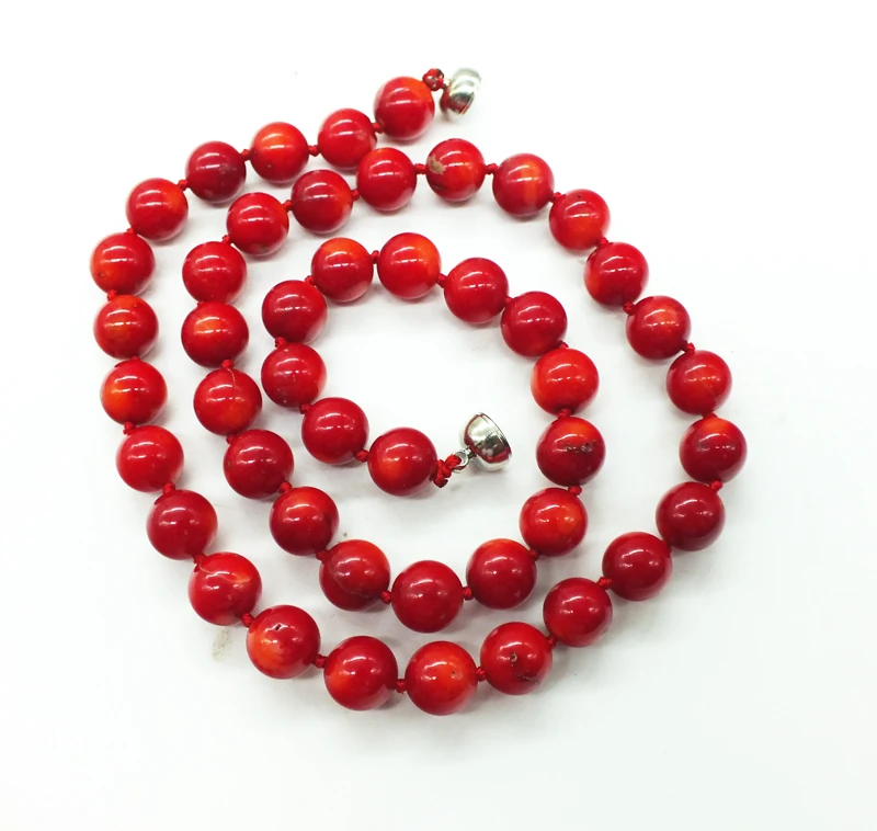 9MM Japanese Red Coral Necklace. (Real coral. HAVE, defect) last one