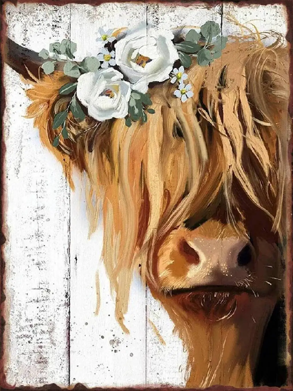 1 pieza, decoración de pared con temática de animales de granja en 2D, linda placa de metal con forma de ternero, encantadora decoración para el hogar y la cocina