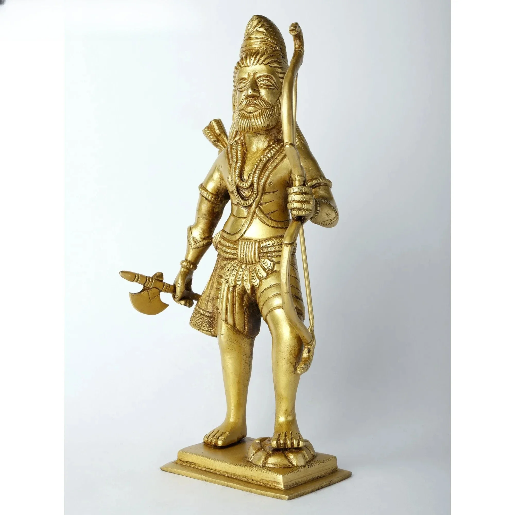 10-Inch Brass Sculpture of Lord Parasurama Brass Sculpture of Lord Vishnu of the Sixth Generation