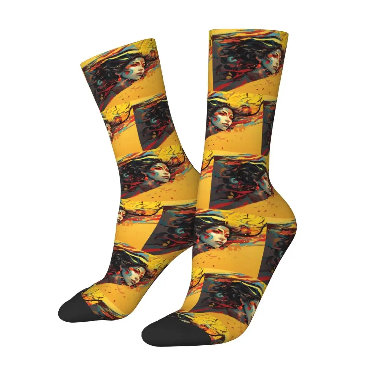 

Bold Tribal Woman Portrait Dynamic Pop Socks Harajuku Stockings All Season Long Socks Accessories for Man Woman's Birthday Gifts