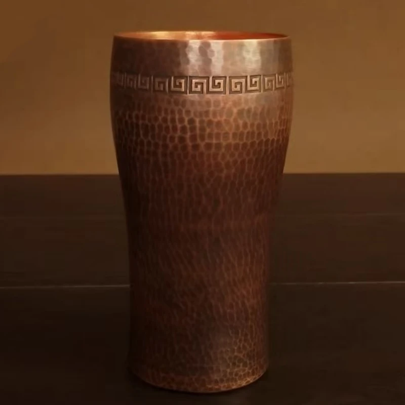 Pure Copper Coffee Cup,Handcrafted Engraving Hammer Texture 500 ml Milk Moscow Mule Tumbler Beer Mug,Vintage Tea Water Tableware