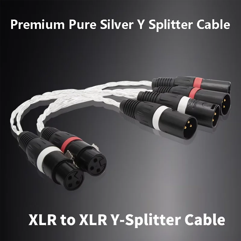 

Premium Pure Silver Y Splitter Cable 1 Female to 2 Male 3pin XLR Speakon Splitter Cable for Amplifier/Mixer Adapter