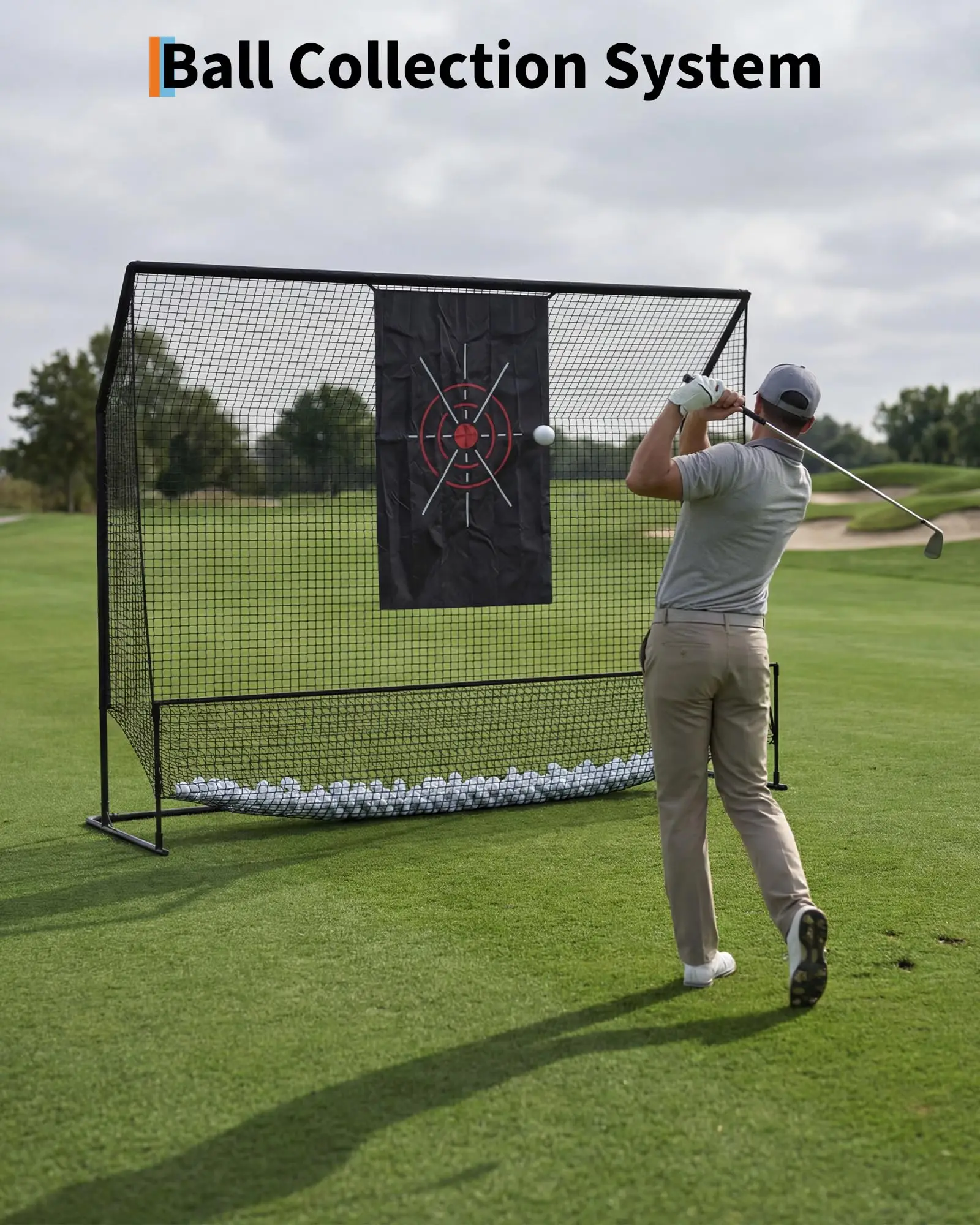 Heavy Duty Golf Practice Net 10x7.5FT – Durable Training Aid with Objective Cloth & Carry Bag – For Backyard or Indoor Use – Real Golf Ball Hitting & Chipping Net